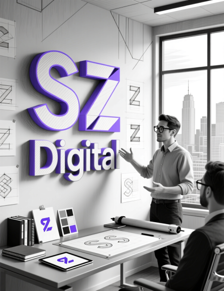 Пример логотипов: концепции, вектор, бренд-гайд — SZ Digital Москва